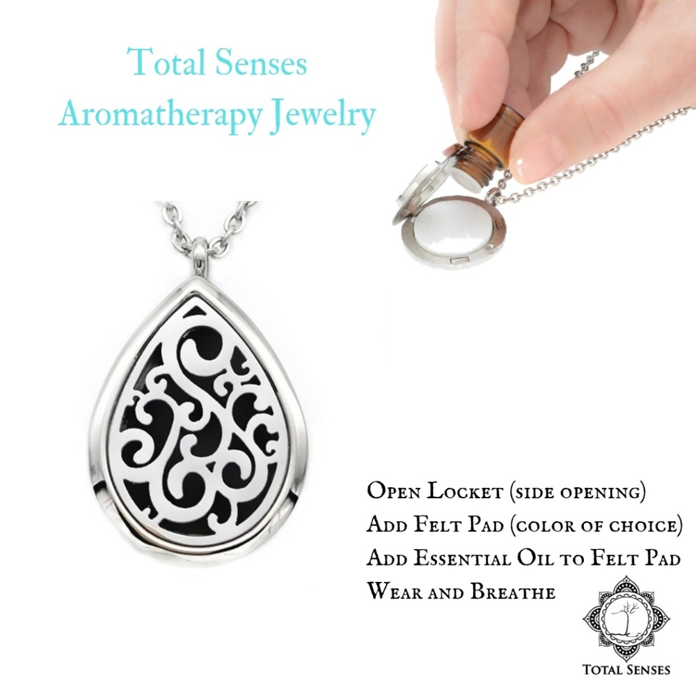 Teardrop Swirl Aromatherapy Essential Oil Necklace